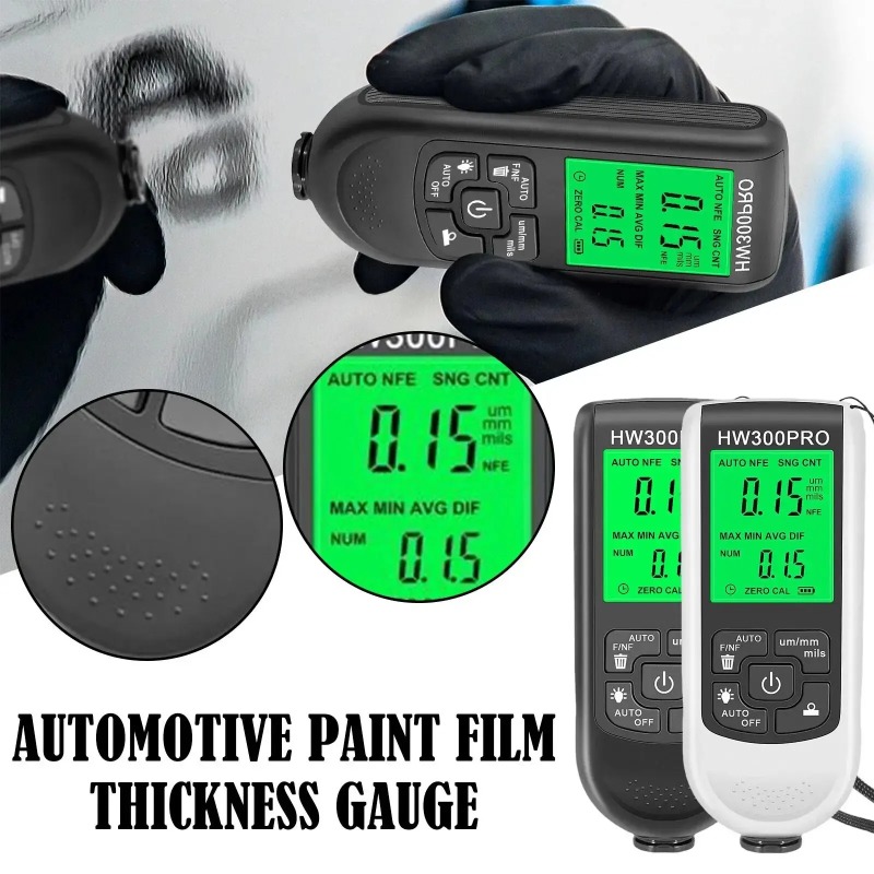 Paint Thickness Gauge - เครื่องวัดความหนาสีรถยนต์อัตโนมัติ HW-300PRO 0-2000UM สำหรับวัดความหนาสารเคลือบ Fe &
