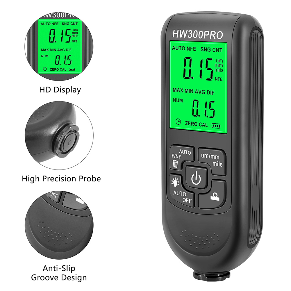 Paint Thickness Gauge - 0-2000um ความแม่นยําสูงสีรถเครื่องทดสอบฟิล์มดิจิตอลจอแสดงผลเครื่องทดสอบสีรถสําหรับรถยนต์ความหนาเคลือบเมตรสําหรับ Fe/nfe