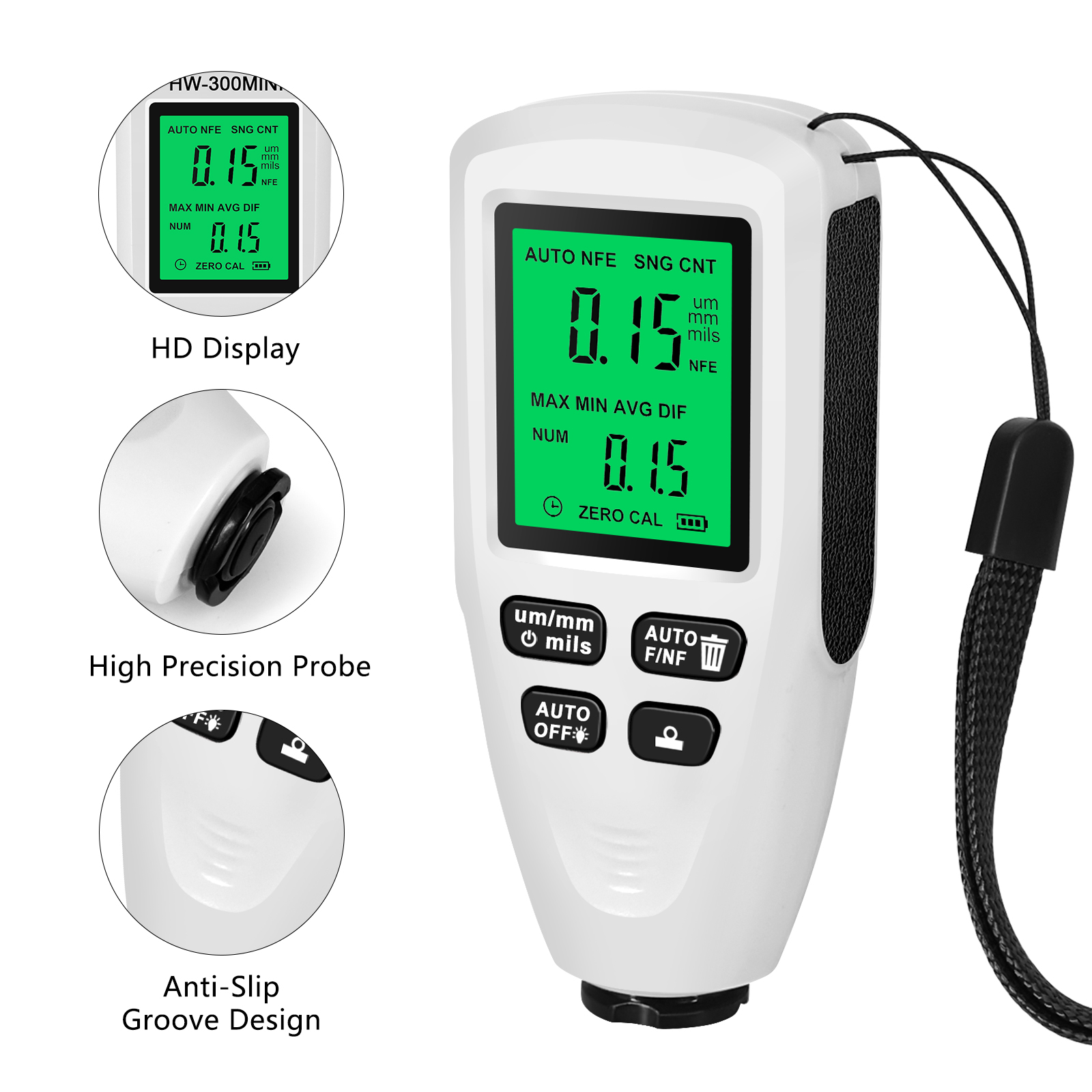 Paint Thickness Gauge - รถยนต์ความหนารถยนต์เครื่องทดสอบสีความหนาเคลือบเมตร Ultra-แม่นยำ0.1ไมครอน/0-1300 Fe & NF ฟิล์มวัดเครื่องมือ