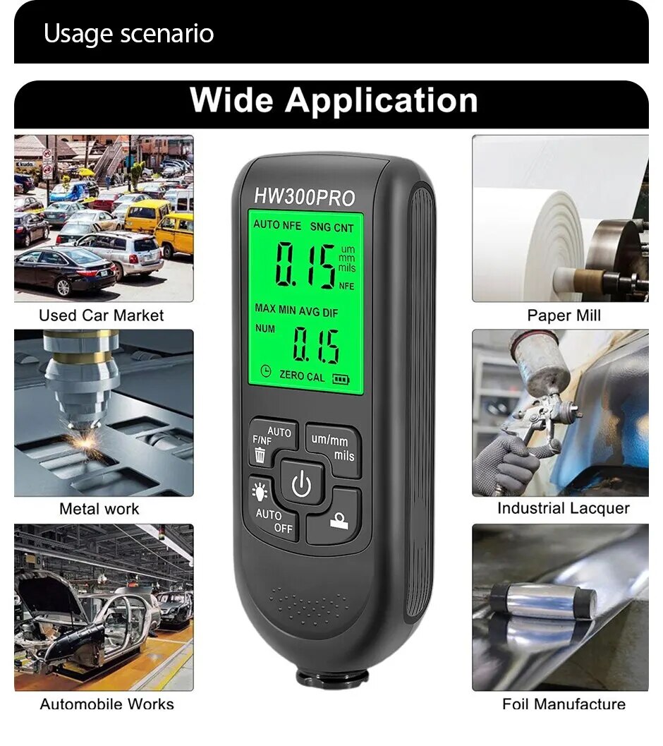 HW-300PRO สีรถฟิล์มอัตโนมัติคว - Paint Thickness Gauge บทวิจารณ์และราคา
